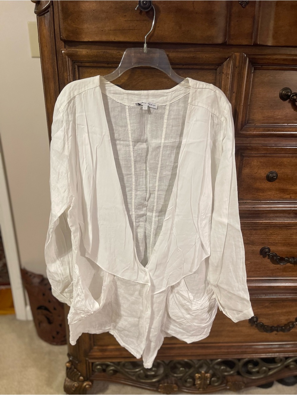 Tempo Paris White Open Drape Front Tunic